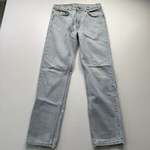 Vntg Levi's 505 Orange Tab Jeans Light Wash Distressed Bleached Splattered 33x32